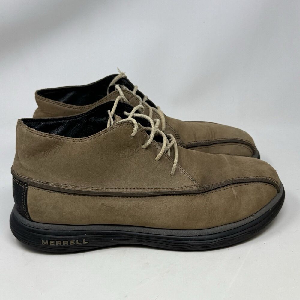 Merrell Topo Rail Chukka Boots Mens 10 Brown Tan Leather Shoes Lace Up Preppy